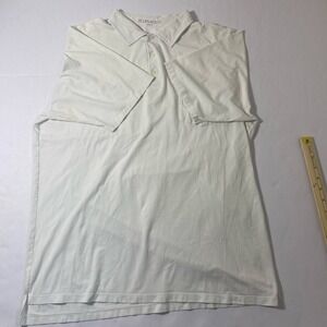 B. Draddy Pima Cotton Polo Shirt Men's L White Golf Patch Soft Peru Classic